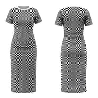 Black White Filipino Binakol Motifs Family Matching Short Sleeve Bodycon Dress and Hawaiian Shirt Mabuhay Philippines Festival Kusikus Pattern