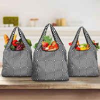 Black White Filipino Binakol Motifs Grocery Bag Mabuhay Philippines Festival Kusikus Pattern