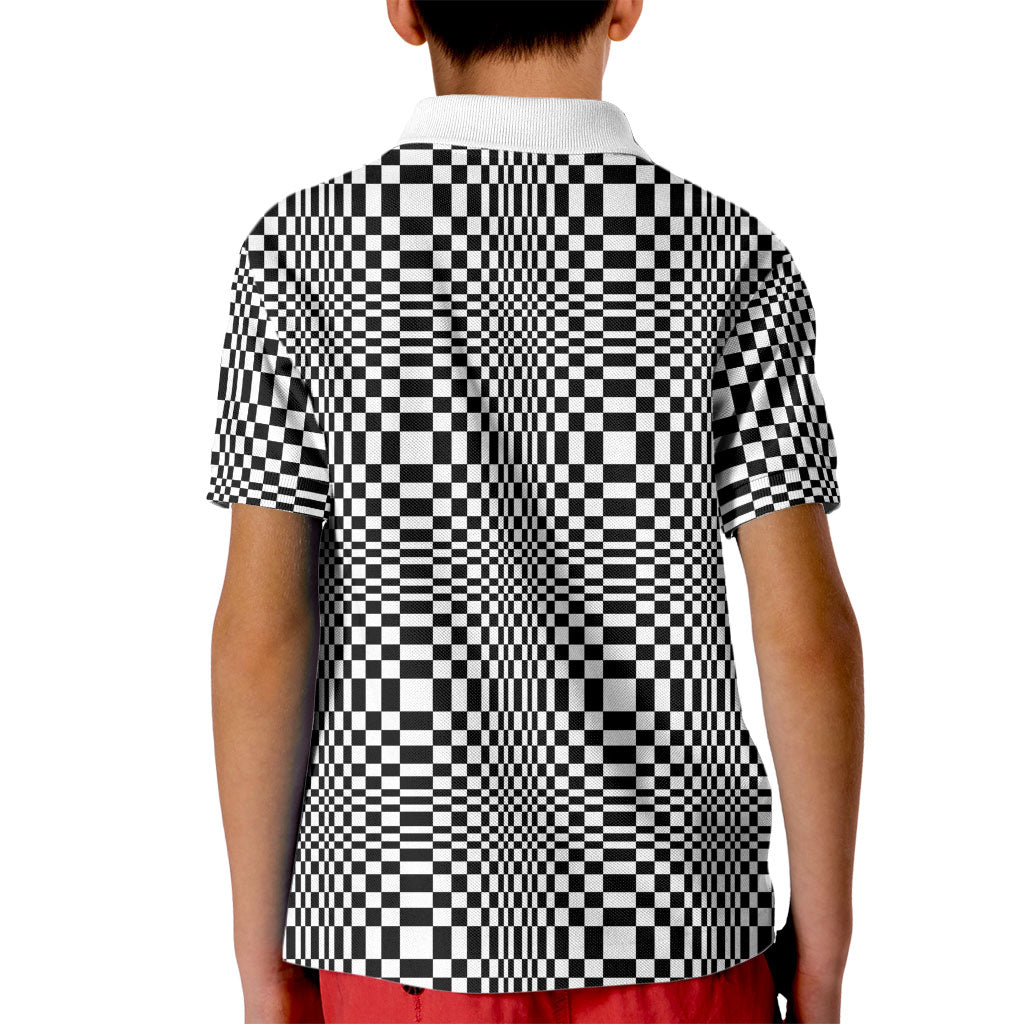 Black White Filipino Binakol Motifs Kid Polo Shirt Mabuhay Philippines Festival Kusikus Pattern