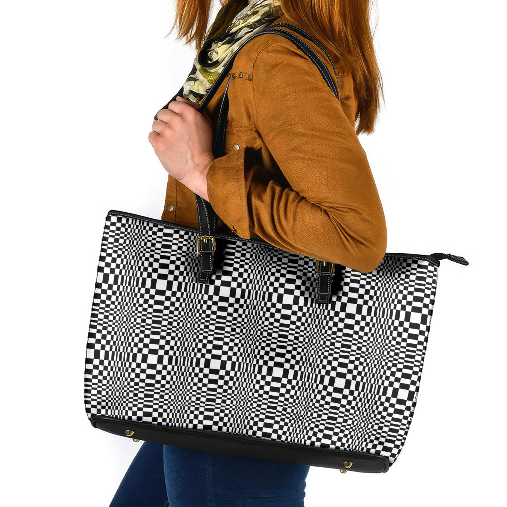 Black White Filipino Binakol Motifs Leather Tote Bag Mabuhay Philippines Festival Kusikus Pattern