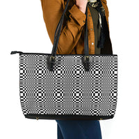 Black White Filipino Binakol Motifs Leather Tote Bag Mabuhay Philippines Festival Kusikus Pattern