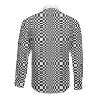 Black White Filipino Binakol Motifs Long Sleeve Button Shirt Mabuhay Philippines Festival Kusikus Pattern