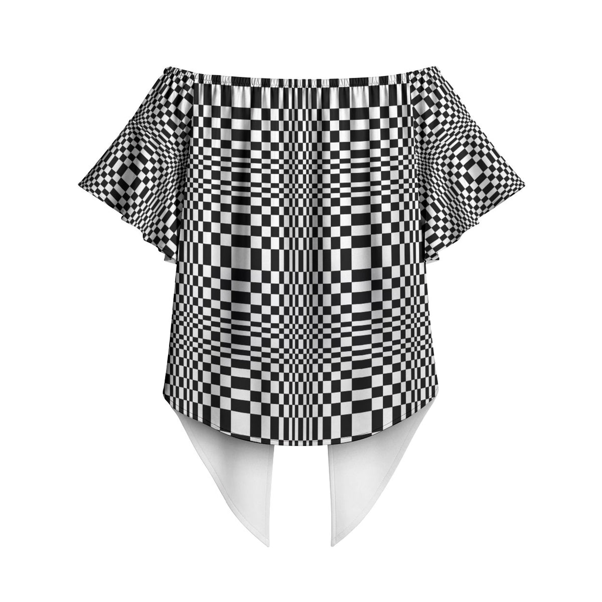 Black White Filipino Binakol Motifs Off Shoulder Wrap Waist Top Mabuhay Philippines Festival Kusikus Pattern