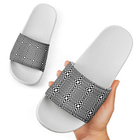 Black White Filipino Binakol Motifs Slide Sandals Mabuhay Philippines Festival Kusikus Pattern