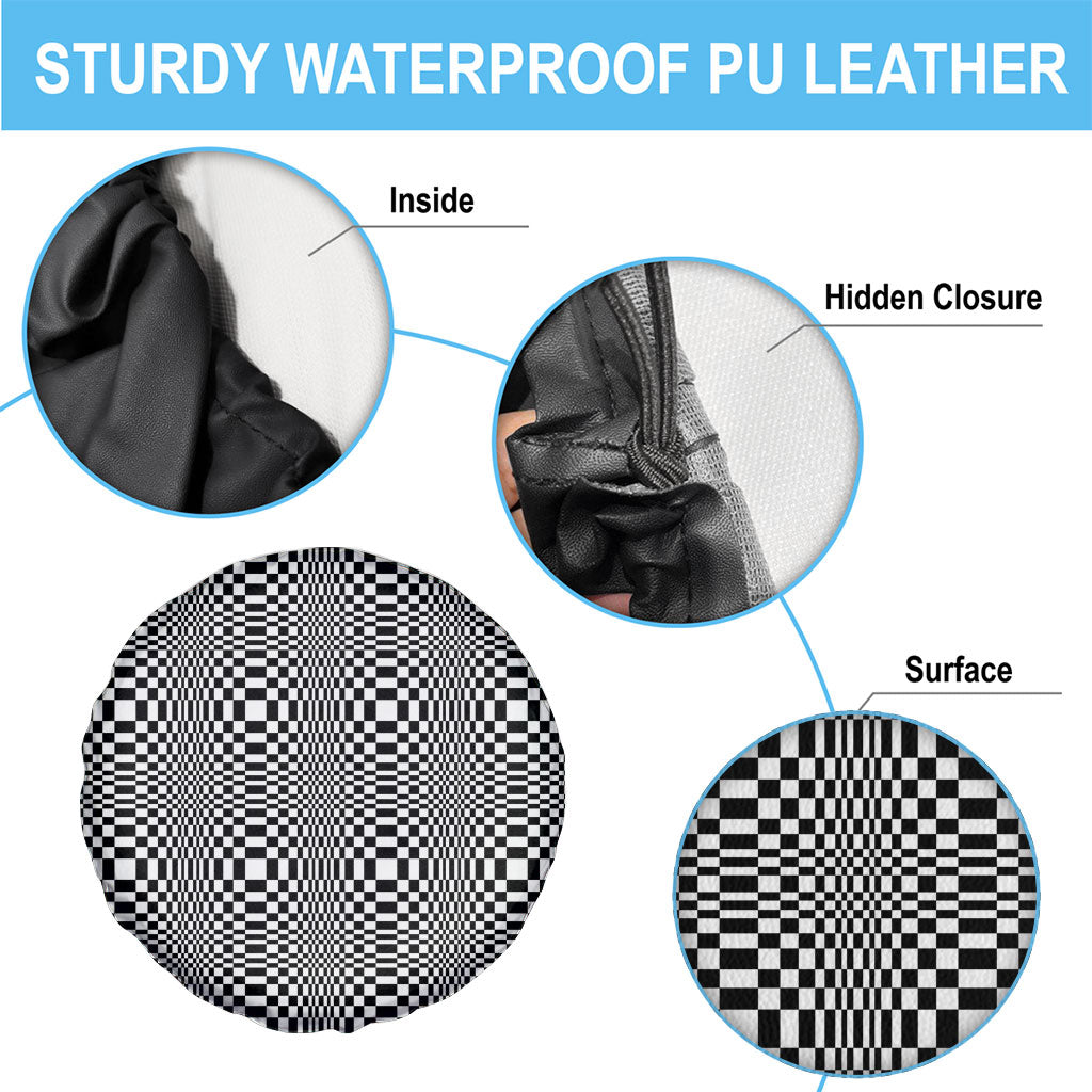 Black White Filipino Binakol Motifs Spare Tire Cover Mabuhay Philippines Festival Kusikus Pattern
