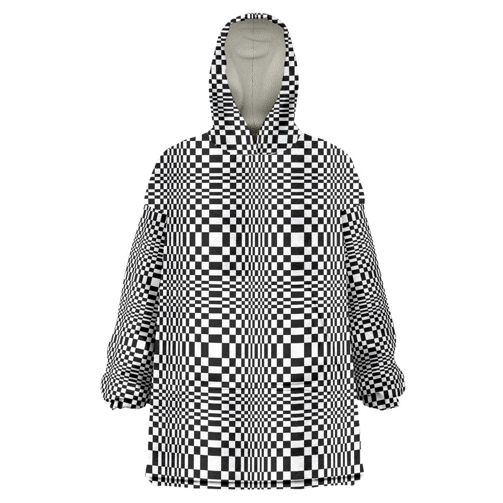 Black White Filipino Binakol Motifs Wearable Blanket Hoodie Mabuhay Philippines Festival Kusikus Pattern