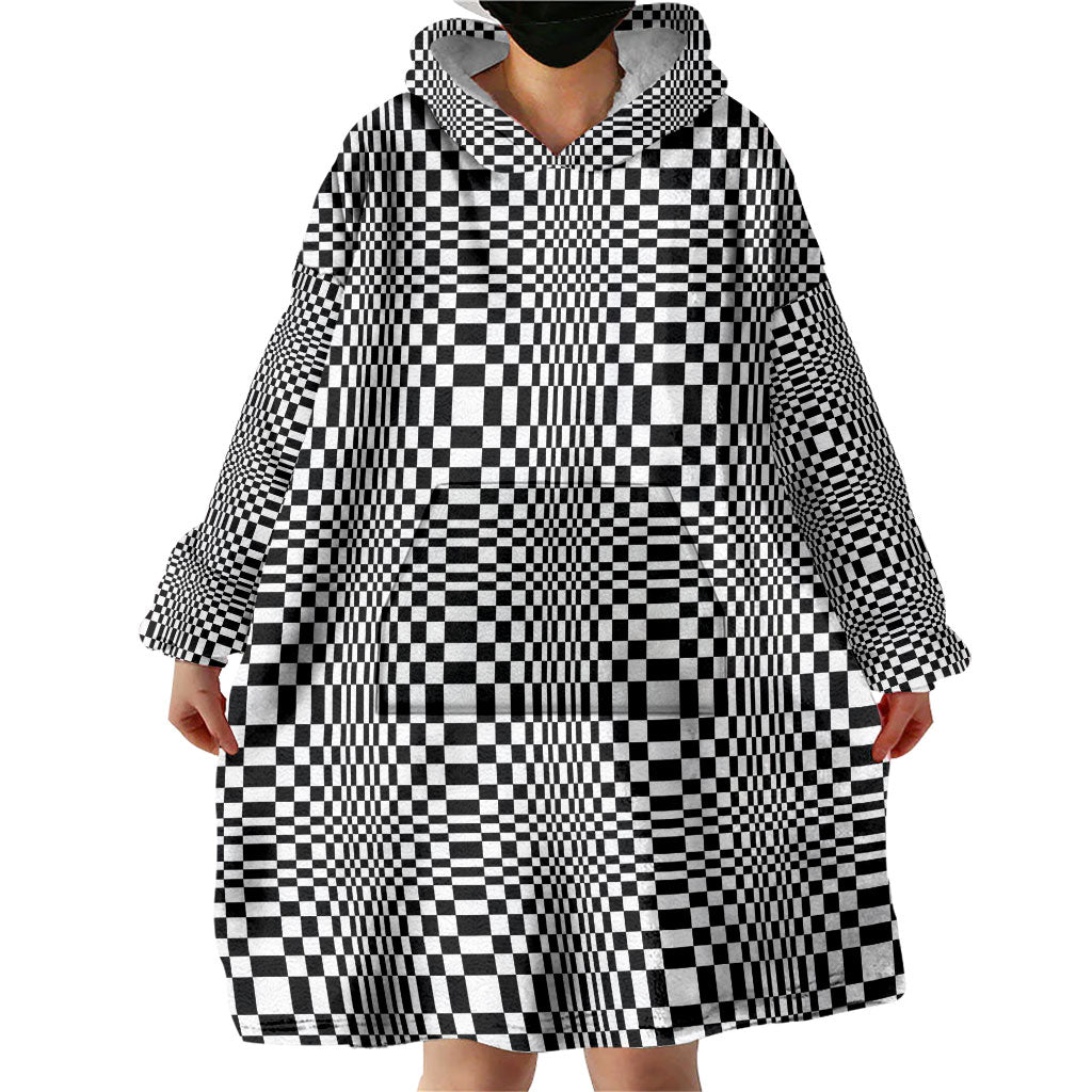 Black White Filipino Binakol Motifs Wearable Blanket Hoodie Mabuhay Philippines Festival Kusikus Pattern