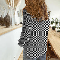 Black White Filipino Binakol Motifs Women Casual Shirt Mabuhay Philippines Festival Kusikus Pattern