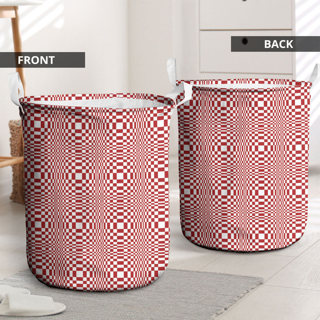 Red White Filipino Binakol Motifs Laundry Basket Mabuhay Philippines Festival Kusikus Pattern
