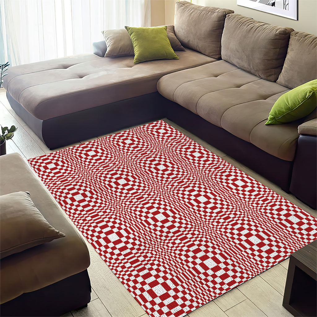 Red White Filipino Binakol Motifs Area Rug Mabuhay Philippines Festival Kusikus Pattern