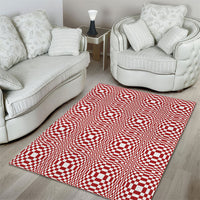 Red White Filipino Binakol Motifs Area Rug Mabuhay Philippines Festival Kusikus Pattern