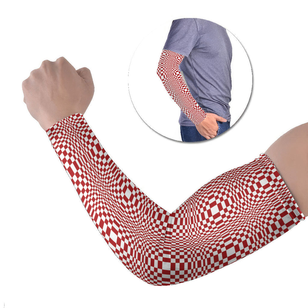 Red White Filipino Binakol Motifs Arm Sleeves Mabuhay Philippines Festival Kusikus Pattern