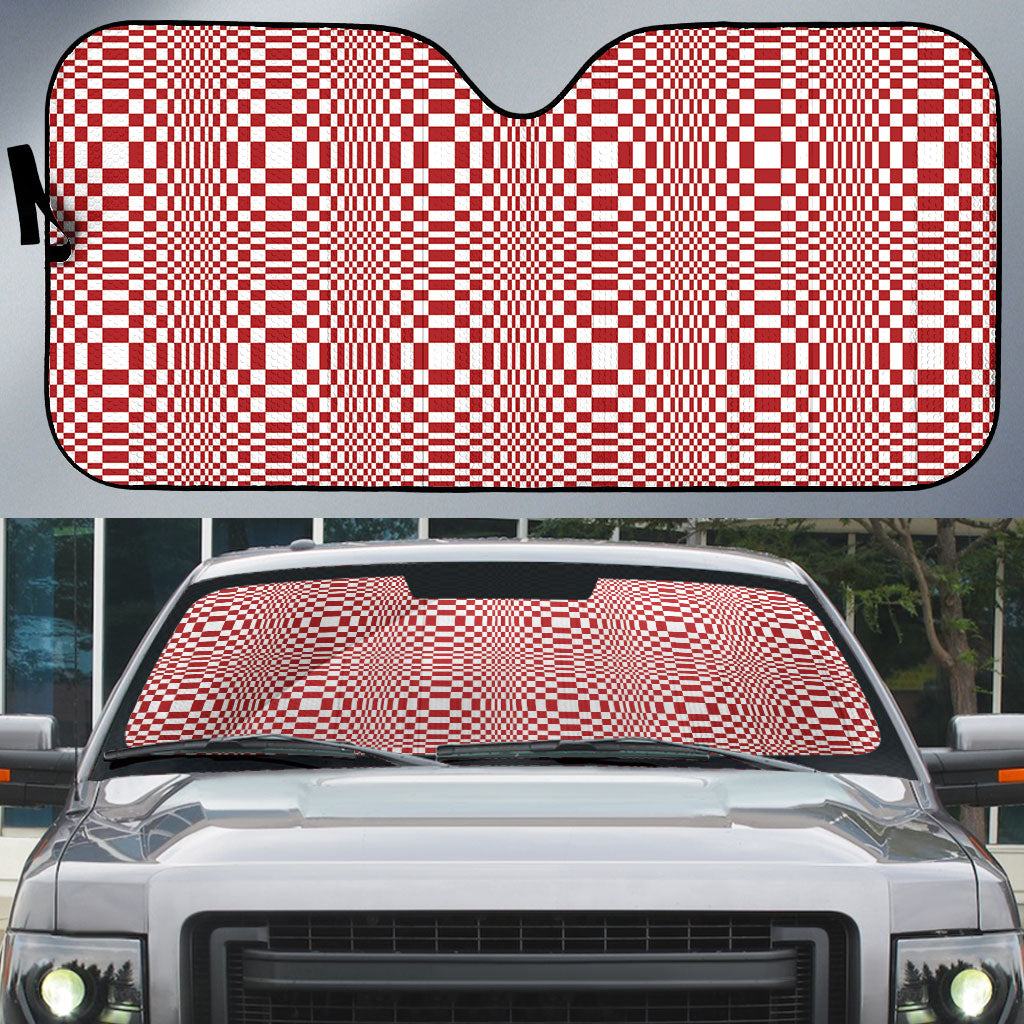 Red White Filipino Binakol Motifs Auto Sun Shade Mabuhay Philippines Festival Kusikus Pattern