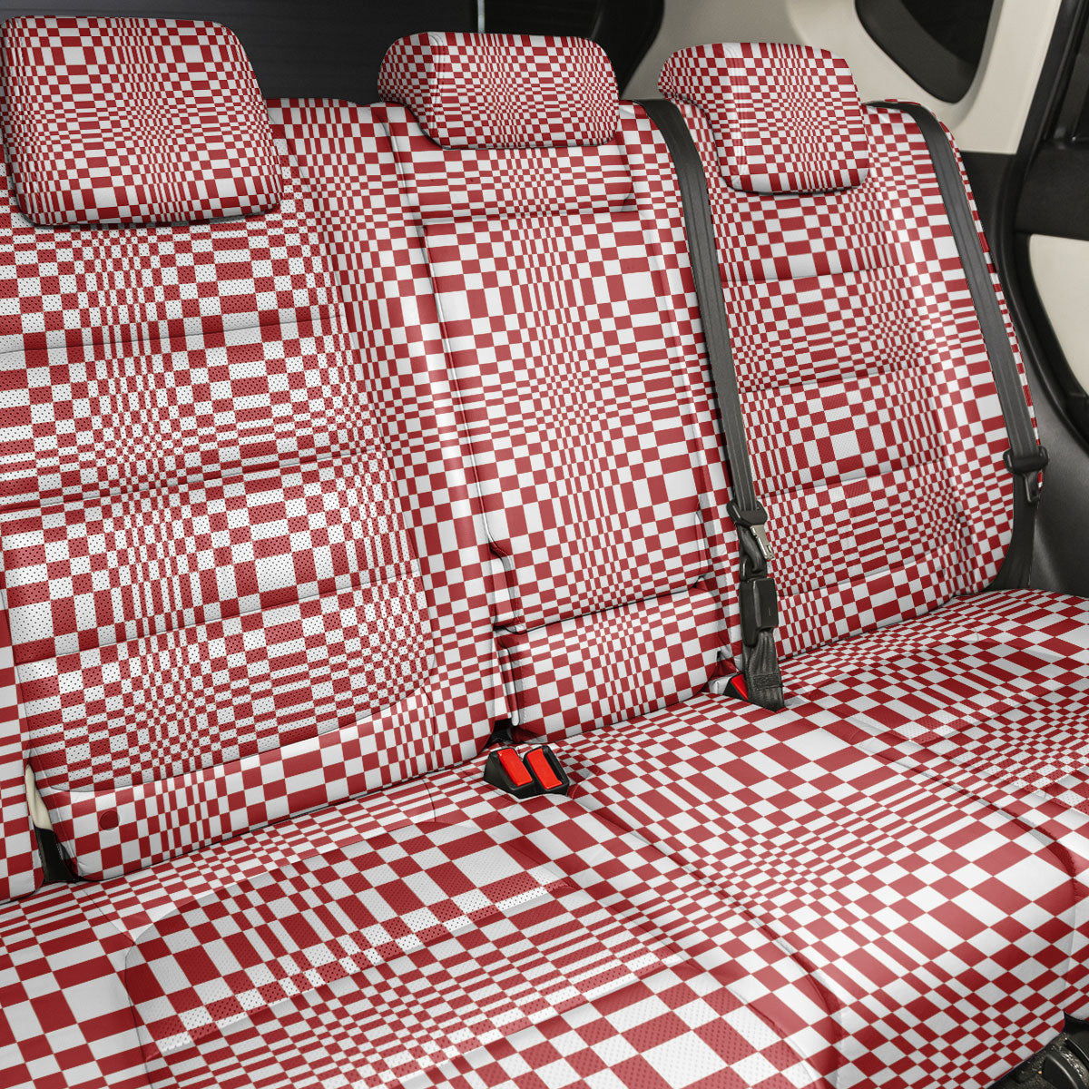 Red White Filipino Binakol Motifs Back Car Seat Cover Mabuhay Philippines Festival Kusikus Pattern