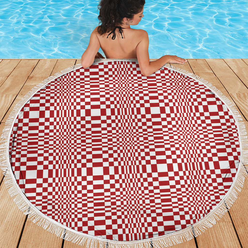 Red White Filipino Binakol Motifs Beach Blanket Mabuhay Philippines Festival Kusikus Pattern