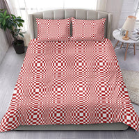Red White Filipino Binakol Motifs Bedding Set Mabuhay Philippines Festival Kusikus Pattern