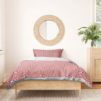 Red White Filipino Binakol Motifs Bedding Set Mabuhay Philippines Festival Kusikus Pattern