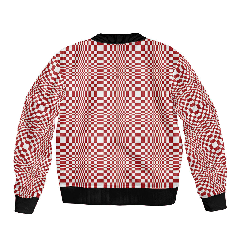 Red White Filipino Binakol Motifs Bomber Jacket Mabuhay Philippines Festival Kusikus Pattern