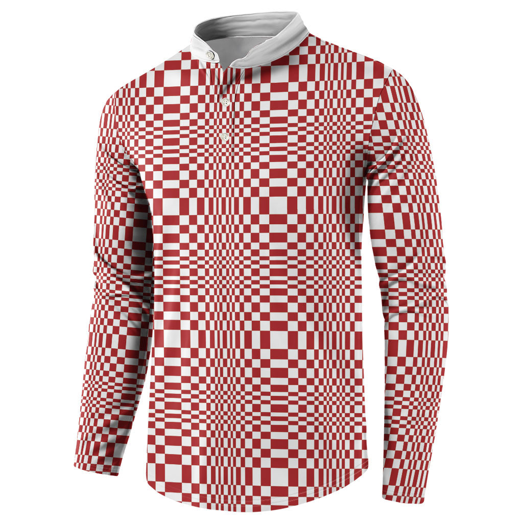 Red White Filipino Binakol Motifs Button Sweatshirt Mabuhay Philippines Festival Kusikus Pattern