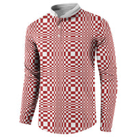 Red White Filipino Binakol Motifs Button Sweatshirt Mabuhay Philippines Festival Kusikus Pattern