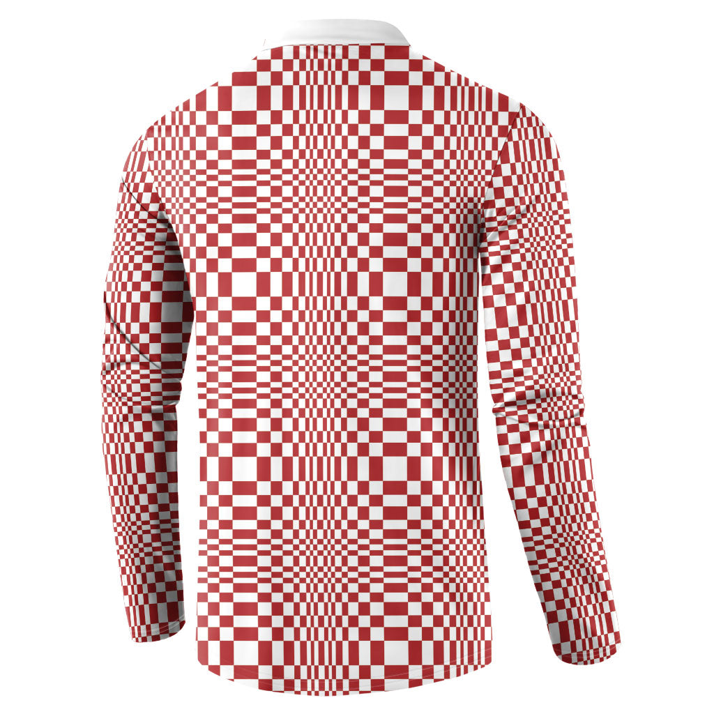 Red White Filipino Binakol Motifs Button Sweatshirt Mabuhay Philippines Festival Kusikus Pattern