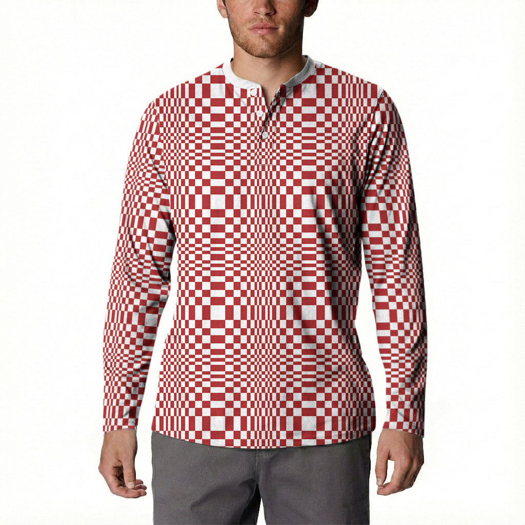 Red White Filipino Binakol Motifs Button Sweatshirt Mabuhay Philippines Festival Kusikus Pattern