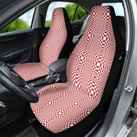 Red White Filipino Binakol Motifs Car Seat Cover Mabuhay Philippines Festival Kusikus Pattern