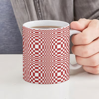 Red White Filipino Binakol Motifs Ceramic Mug Mabuhay Philippines Festival Kusikus Pattern