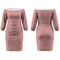 Red White Filipino Binakol Motifs Couples Matching Off The Shoulder Long Sleeve Dress and Hawaiian Shirt Mabuhay Philippines Festival Kusikus Pattern