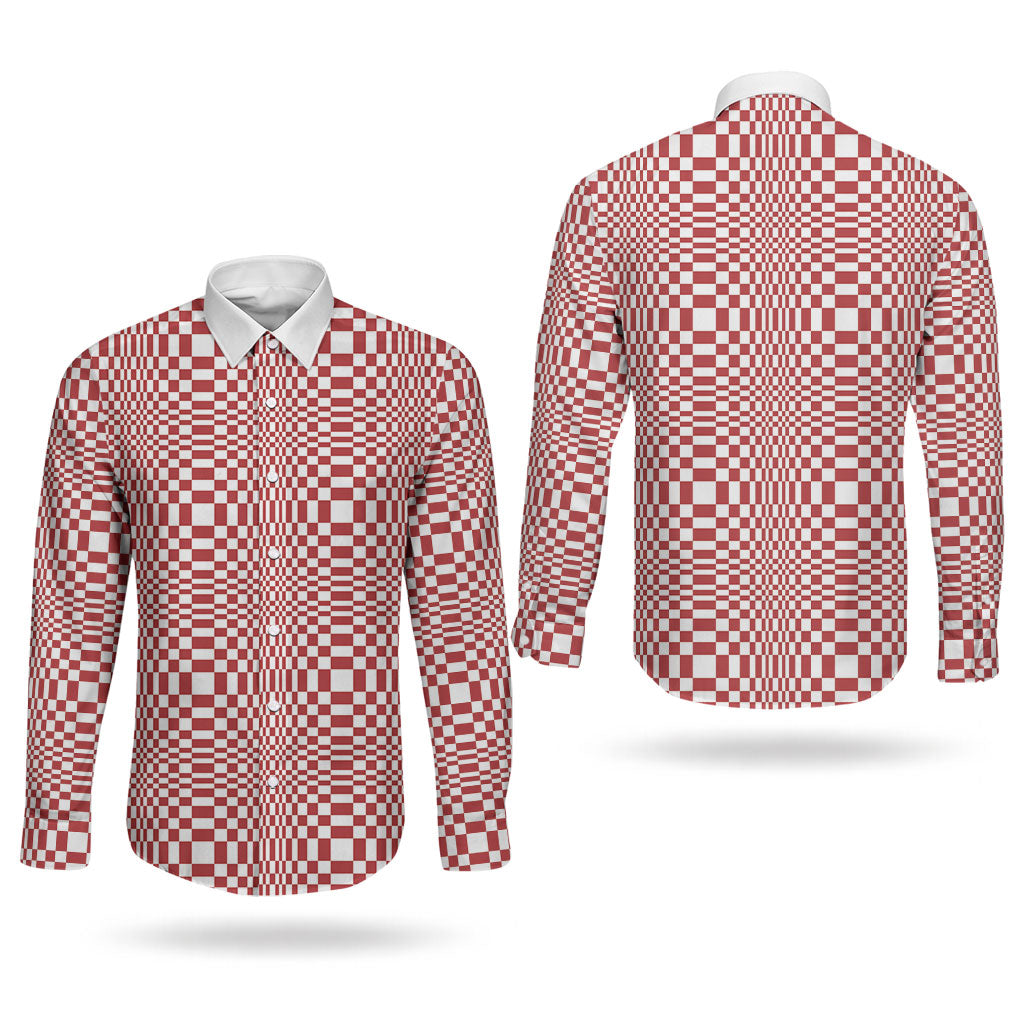 Red White Filipino Binakol Motifs Couples Matching Off The Shoulder Long Sleeve Dress and Long Sleeve Button Shirt Mabuhay Philippines Festival Kusikus Pattern