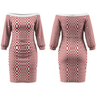 Red White Filipino Binakol Motifs Family Matching Off The Shoulder Long Sleeve Dress and Hawaiian Shirt Mabuhay Philippines Festival Kusikus Pattern
