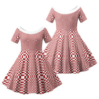 Red White Filipino Binakol Motifs Family Matching Off Shoulder Maxi Dress and Hawaiian Shirt Mabuhay Philippines Festival Kusikus Pattern