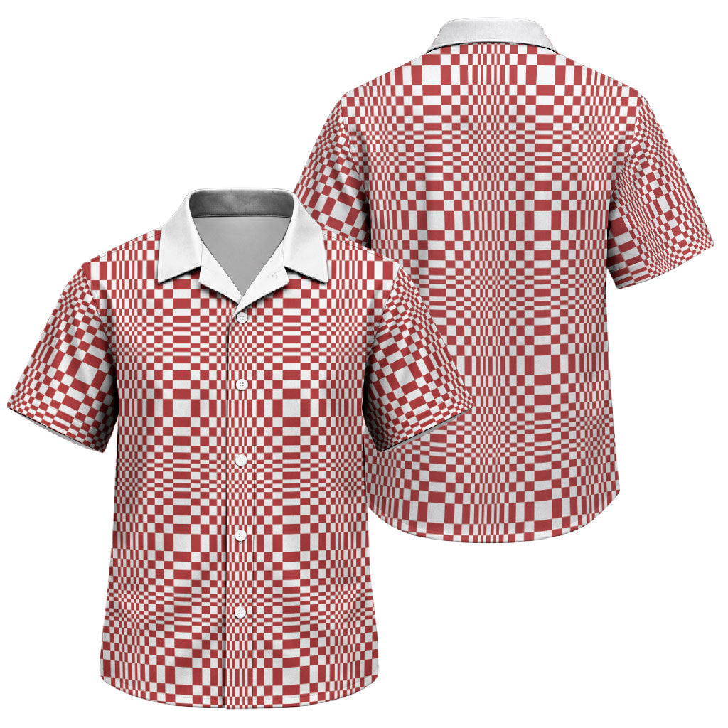 Red White Filipino Binakol Motifs Family Matching Off Shoulder Maxi Dress and Hawaiian Shirt Mabuhay Philippines Festival Kusikus Pattern