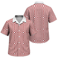 Red White Filipino Binakol Motifs Family Matching Off Shoulder Short Dress and Hawaiian Shirt Mabuhay Philippines Festival Kusikus Pattern