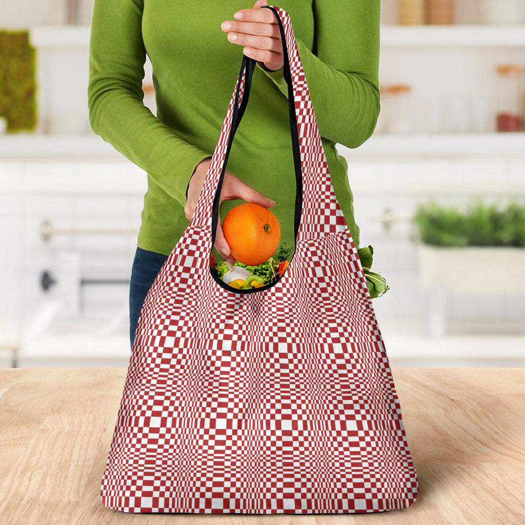 Red White Filipino Binakol Motifs Grocery Bag Mabuhay Philippines Festival Kusikus Pattern