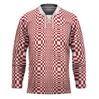 Red White Filipino Binakol Motifs Hockey Jersey Mabuhay Philippines Festival Kusikus Pattern