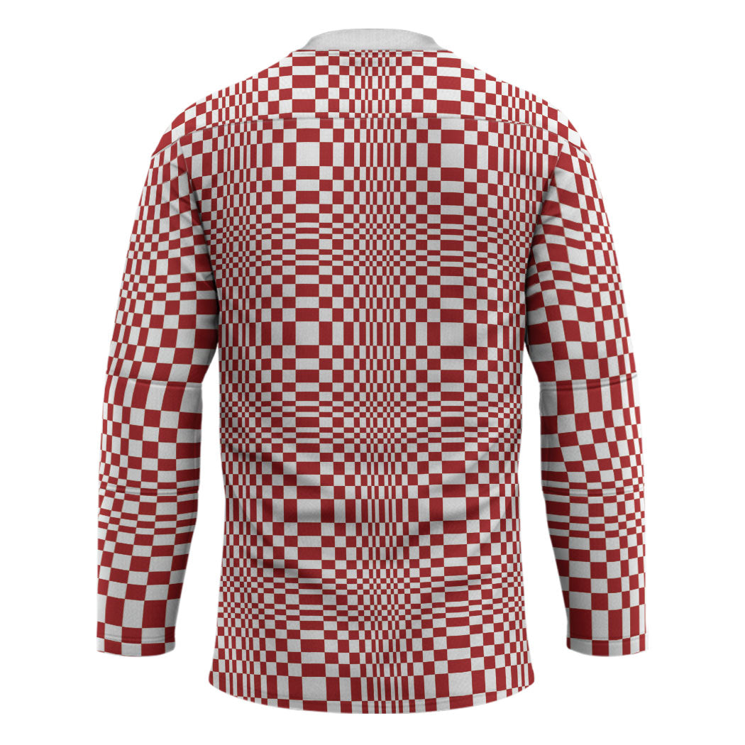 Red White Filipino Binakol Motifs Hockey Jersey Mabuhay Philippines Festival Kusikus Pattern