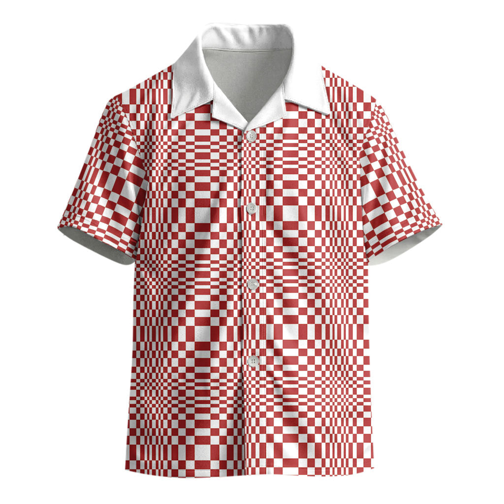 Red White Filipino Binakol Motifs Kid Hawaiian Shirt Mabuhay Philippines Festival Kusikus Pattern