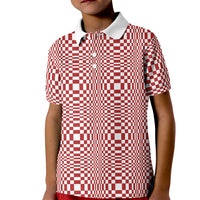 Red White Filipino Binakol Motifs Kid Polo Shirt Mabuhay Philippines Festival Kusikus Pattern