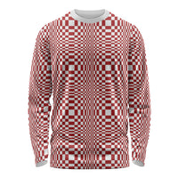 Red White Filipino Binakol Motifs Long Sleeve Shirt Mabuhay Philippines Festival Kusikus Pattern