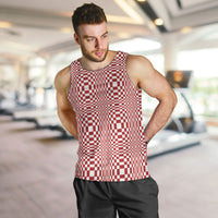 Red White Filipino Binakol Motifs Men Tank Top Mabuhay Philippines Festival Kusikus Pattern