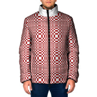 Red White Filipino Binakol Motifs Padded Jacket Mabuhay Philippines Festival Kusikus Pattern