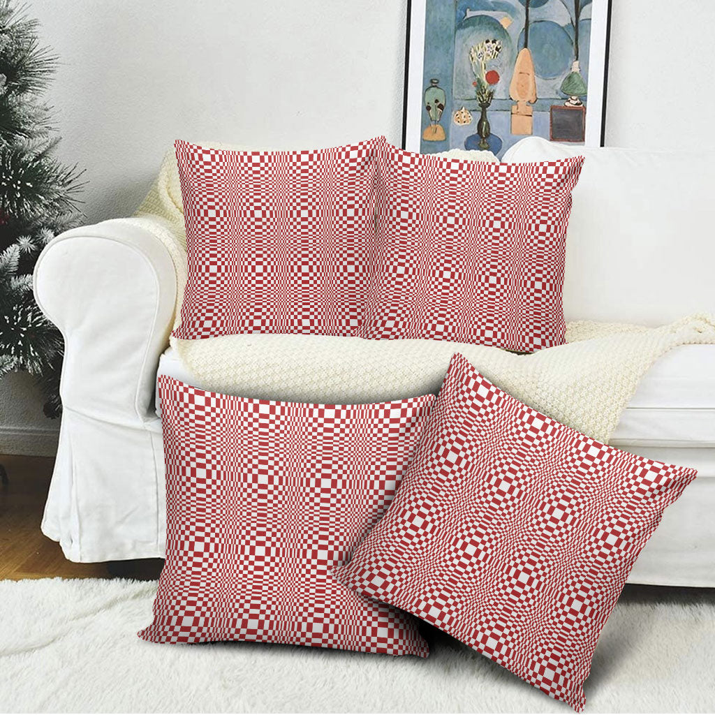 Red White Filipino Binakol Motifs Pillow Cover Mabuhay Philippines Festival Kusikus Pattern
