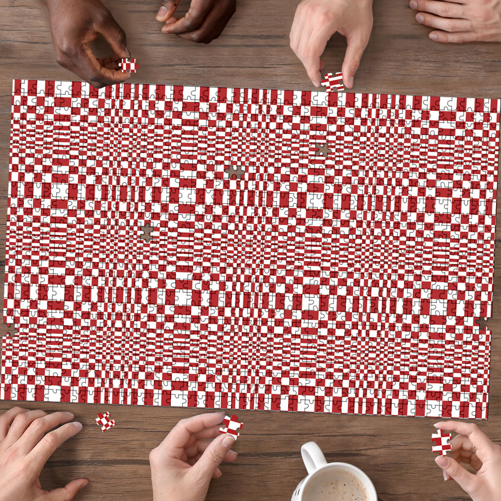 Red White Filipino Binakol Motifs Puzzle Mabuhay Philippines Festival Kusikus Pattern