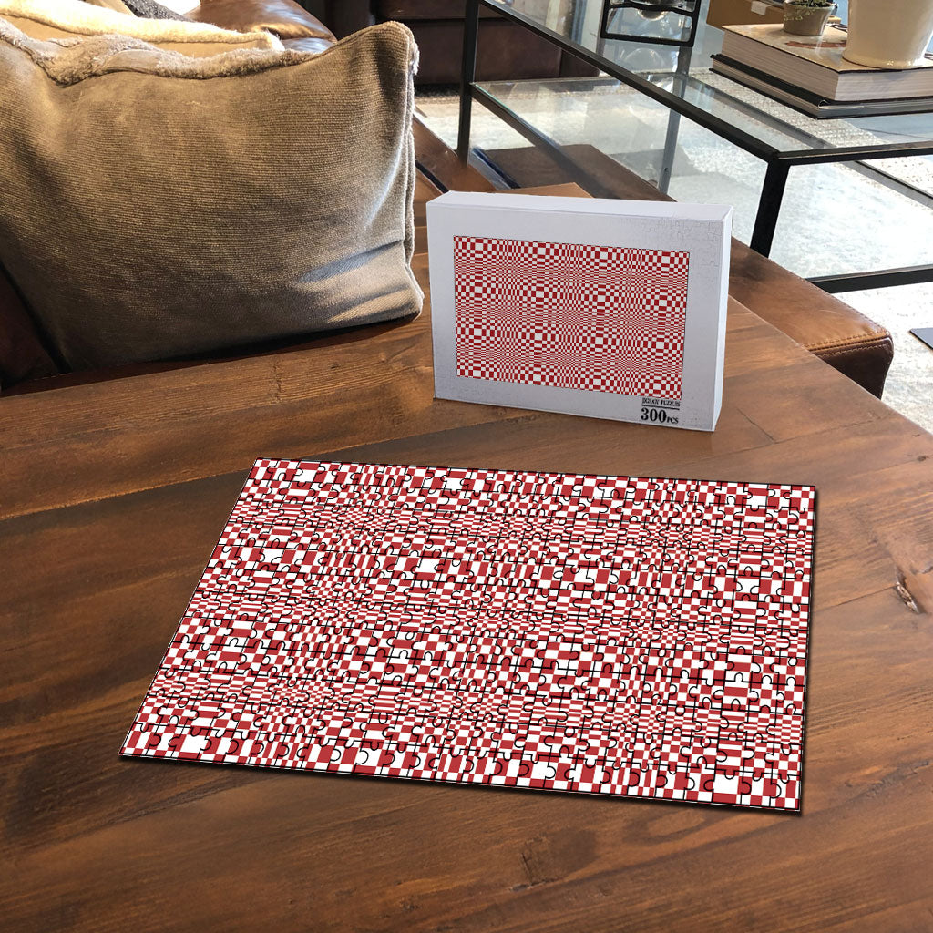 Red White Filipino Binakol Motifs Puzzle Mabuhay Philippines Festival Kusikus Pattern