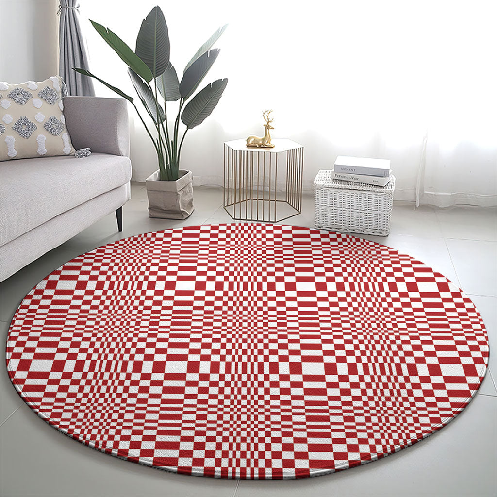 Red White Filipino Binakol Motifs Round Carpet Mabuhay Philippines Festival Kusikus Pattern