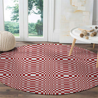 Red White Filipino Binakol Motifs Round Carpet Mabuhay Philippines Festival Kusikus Pattern