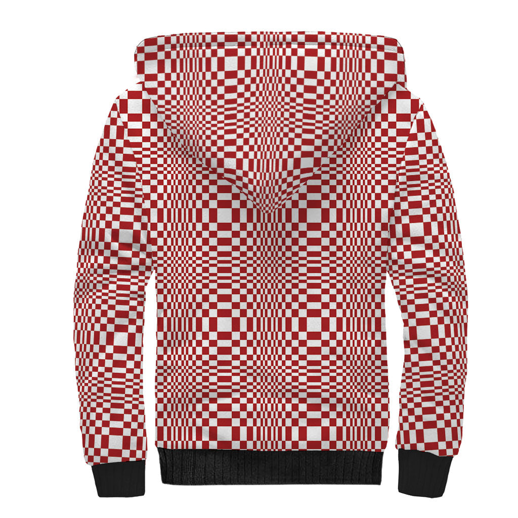 Red White Filipino Binakol Motifs Sherpa Hoodie Mabuhay Philippines Festival Kusikus Pattern