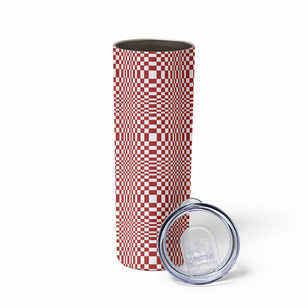 Red White Filipino Binakol Motifs Skinny Tumbler Mabuhay Philippines Festival Kusikus Pattern