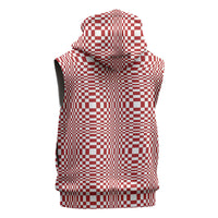 Red White Filipino Binakol Motifs Sleeveless Hoodie Mabuhay Philippines Festival Kusikus Pattern
